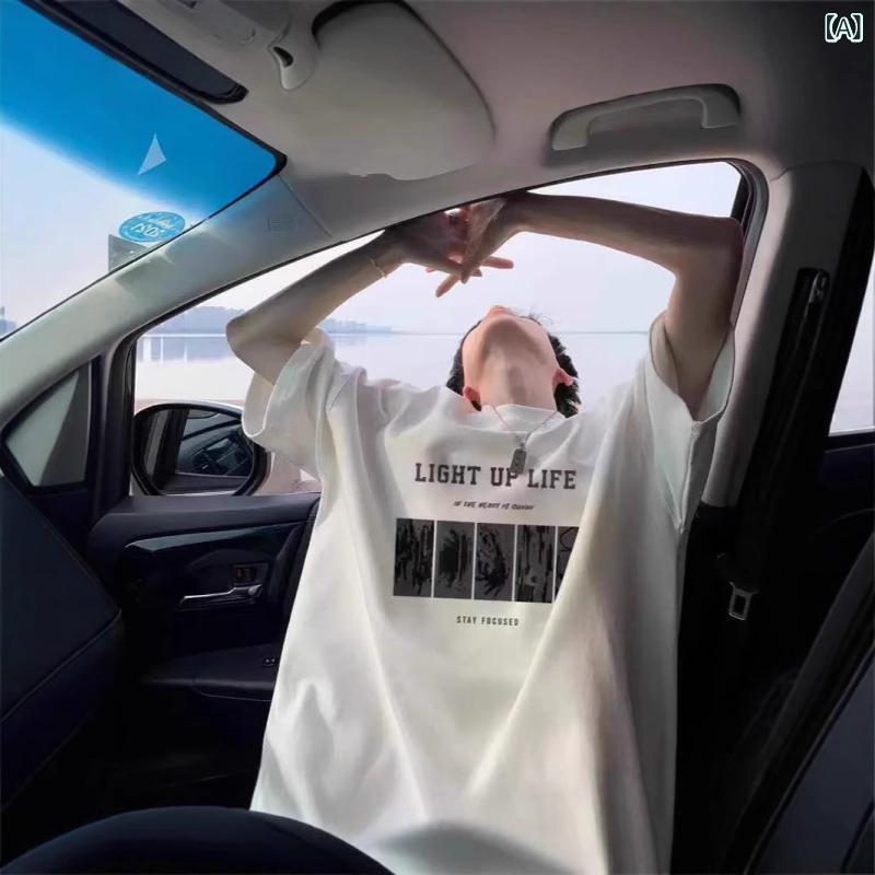 Tシャツ メンズ 半袖 コットン アルファベッ...の紹介画像2