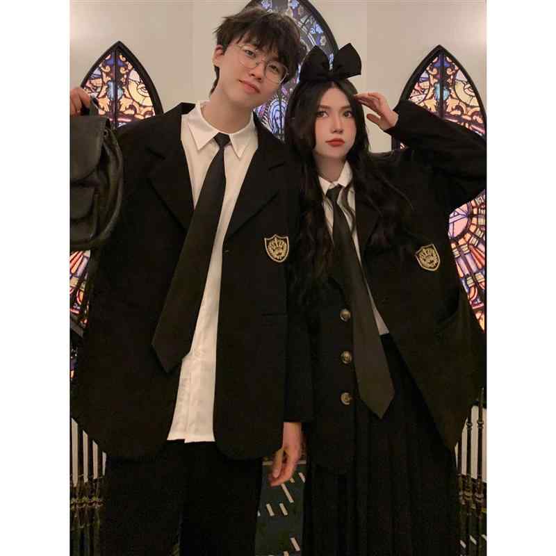 制服 学生服 セットアップ 春夏 男女兼用 ポリエステル 韓国風 ブレザー 長袖シャツ スカート スラックス 運動会 卒業式 発表会 合唱 灰色 白 黒