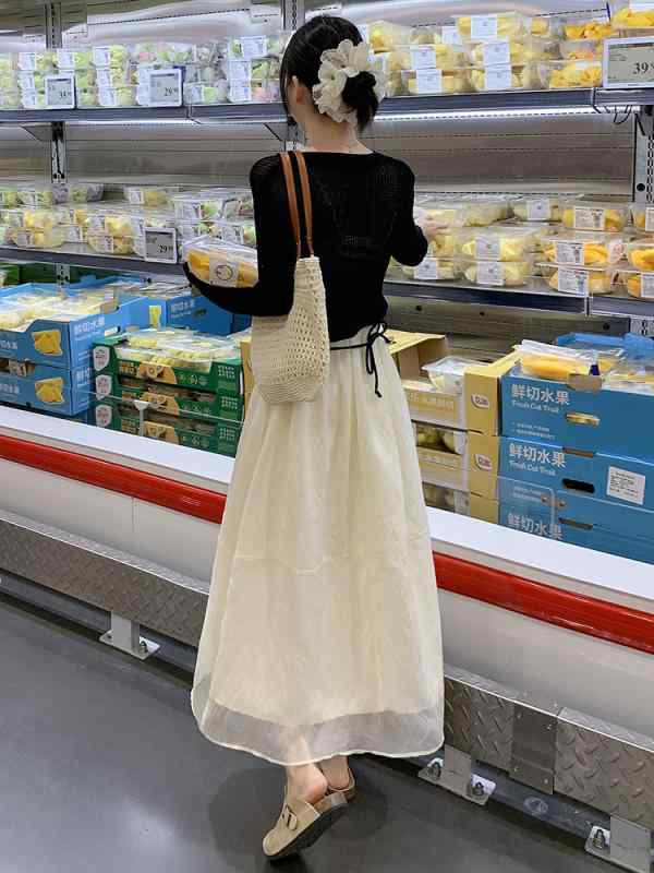 女装 - スカート レディース 春夏 高腰 Aライン チュールスカート 膝丈 ミモレ丈 ふんわり 体型カバー 無地 かわいい きれいめ 上品 フェミニン ガーリー 普段使い お出かけ デート