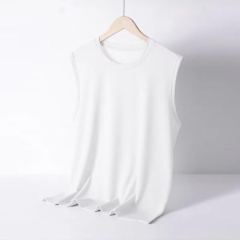 Other - Tシャツ 男性用 タンクトップ ポリエステル 無地 薄手 接触冷感 スポーツ 普段使い 部屋着 ブラック ホワイト ブルー グレー 大きいサイズ 春夏