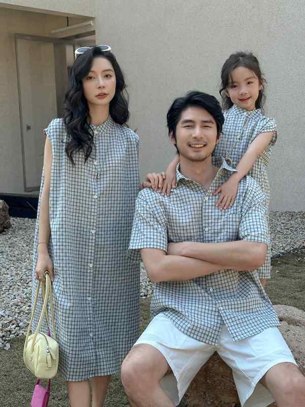 キッズ セットアップ 女の子 半袖短パン チェック柄ワンピース 親子コーデ 夏 韓国風 かわいい 母娘お揃い チュニック 子供服 ブルマ 80 90 100 110 120 130 140 150 S M L XL XXL