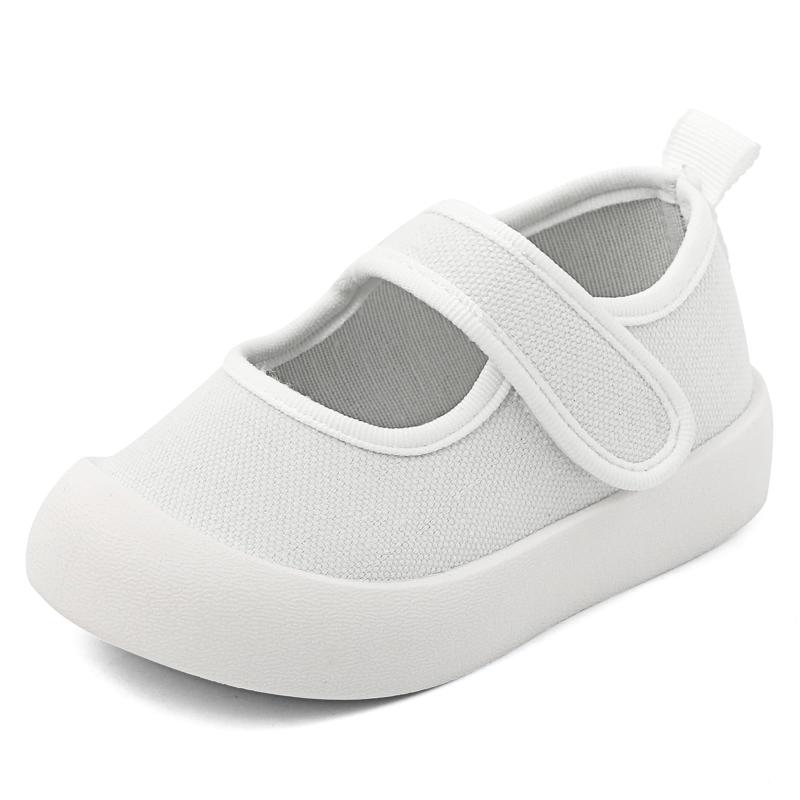 [ESTAMICO] キッズ 上履き スクールシューズ 子供靴 スニーカー 男の子 女の子 軽量 キャンバス素材 シンプル 無地 マジックテープ 遠足 通園 通学