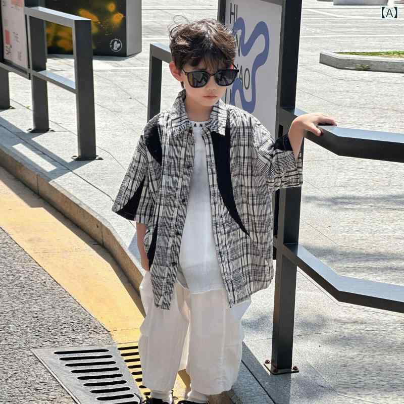 シャツ 子供服 半袖 格子柄 薄手 男の子 夏...の紹介画像2