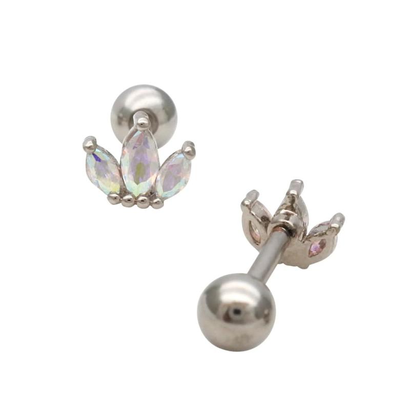 スパイシーリップス 14G 16G サージカルステンレス ボディピアス 軟骨ピアス 上品で愛らしい華やかさをプラス オーロラ リーフ デザイン 王冠 へリックス 1100