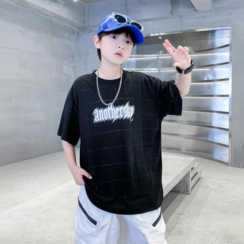 Tシャツ キッズ 男の子 夏服 半袖 薄手 アイスシルク 子供服 トップス 吸湿速乾 接触冷感 ゆったり 普段使い 通学 ブラック ホワイト系