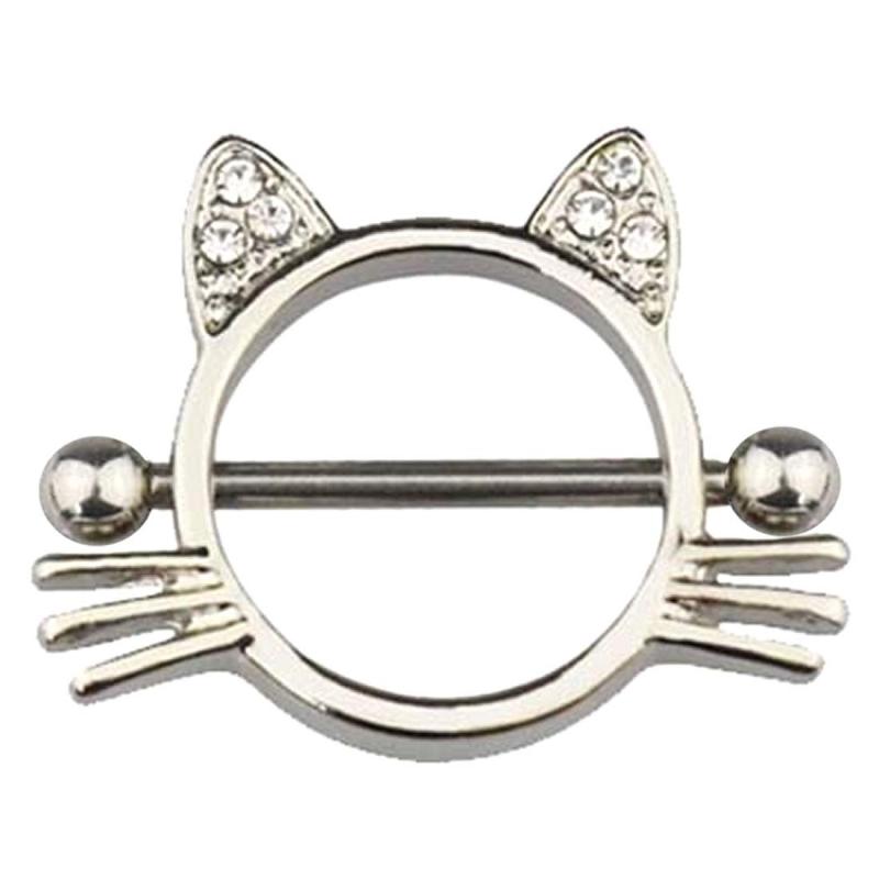 [グリーンピアッシング] キャットシールド ニップルピアス 14G