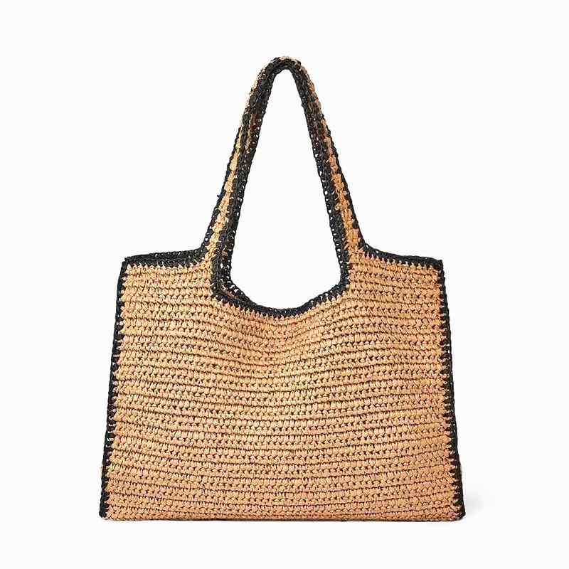 Tote Bag Type - かごバッグ レディース 大容量 手編み トートバッグ 肩掛け 麦わら風 カジュアルバッグ 普段使い ビーチ リゾート