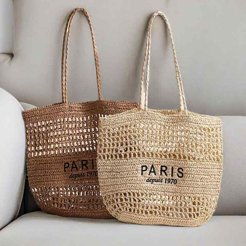 Tote Bag Type - トートバッグ レディース 草編み バッグ ビーチバッグ リゾート風 手編み 大容量 刺繍 鞄 旅行用 おしゃれ かわいい 春夏