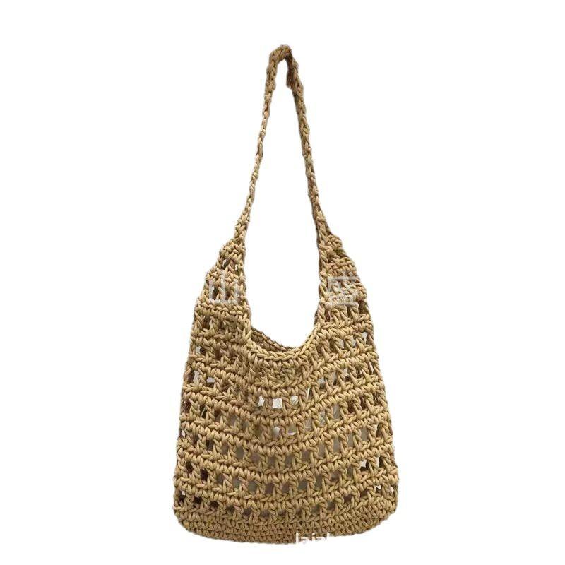 Handbag Type - かごバッグ レディース ショルダーバッグ 大容量 草編みバッグ トートバッグ 手編み ビーチバッグ 普段使い 旅行