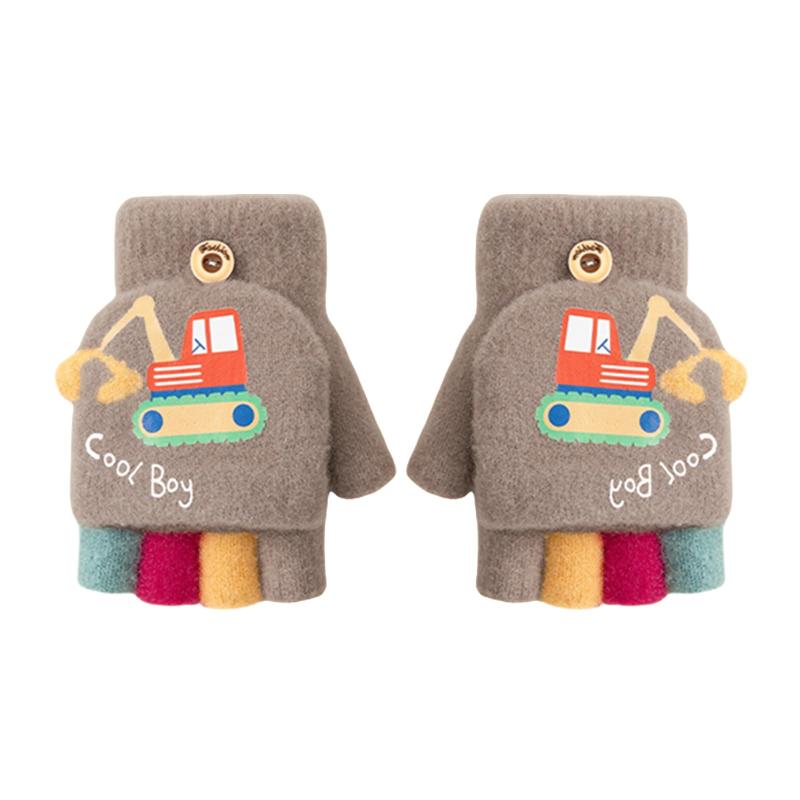 [Tidyworm] 手袋 キッズ ニット グローブ 可愛い 車 ベビー 手袋 ミトン 冬 赤ちゃん 手袋 指切り 指出し 半指 2way 防寒手袋 グローブ 暖かい 寒さ対策 お出かけ 通園 通学 男の子 女の子 男女兼