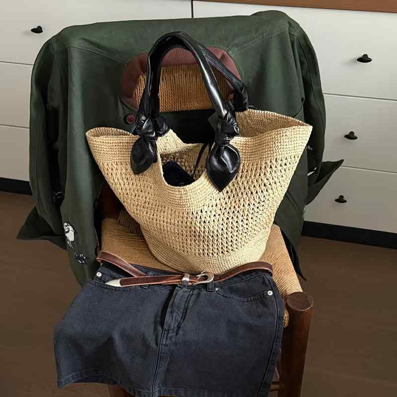 Tote Bag Type - かごバッグ レディース ハンドバッグ トートバッグ 大容量 編み込み 織物 肩掛け 手提げ 普段使い 旅行 お出かけ 春夏
