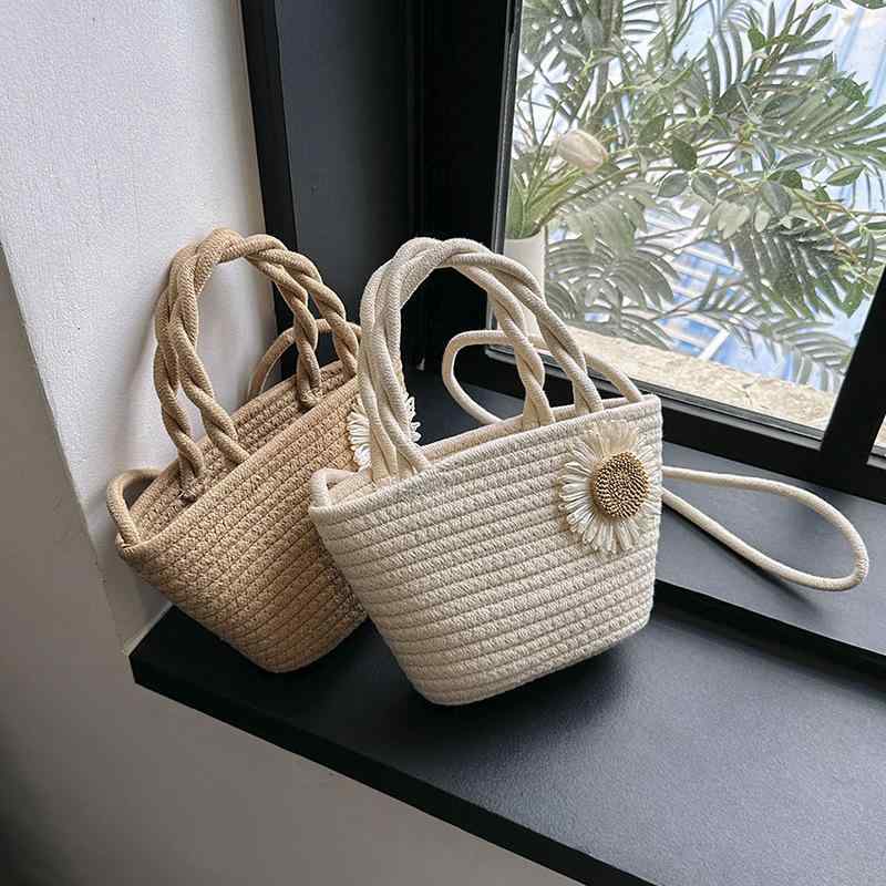 Tote Bag Type - かごバッグ レディース 花柄 手編み ハンドバッグ ショルダーバッグ 斜めがけ バケットバッグ バケツ型 ナチュラル シンプル かわいい おしゃれ 通勤 普段使い 旅行 お出かけ