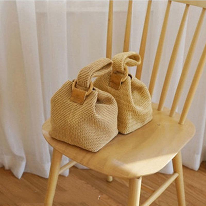 Handbag Type - かごバッグ レディース ハンドバッグ サマーバッグ ビーチバッグ 編み込み 手提げ カゴバッグ ラウンド型 カーキ 旅行用 普段使い