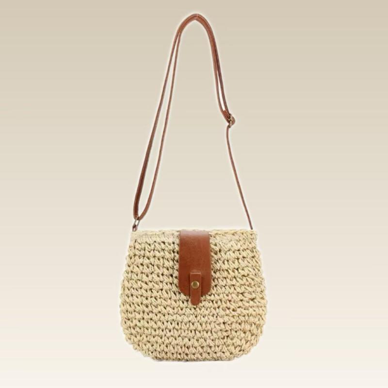 Handbag Type - かごバッグ レディース 小さめ ショルダーバッグ 斜めがけ ペーパー素材 編み込み 韓国風 小さめ ベージュ 普段使い