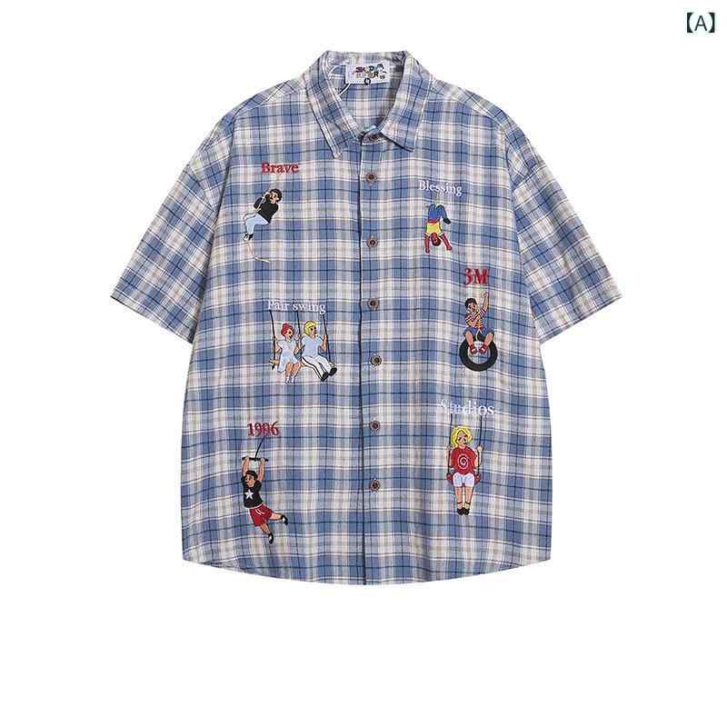シャツ 男性用 格子柄 半袖 ポリエステル 接...の紹介画像2