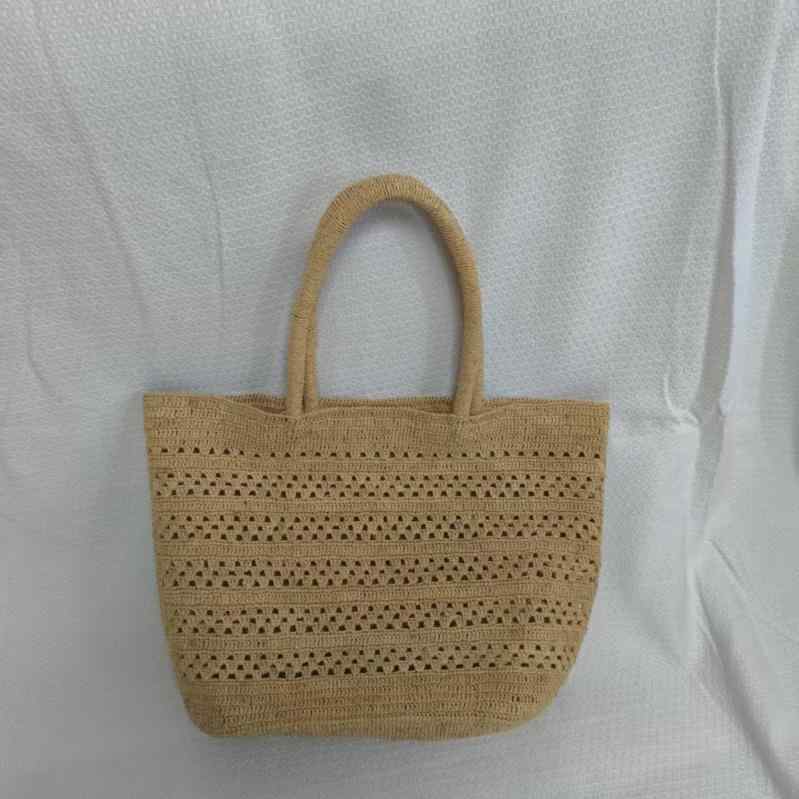 Tote Bag Type - トートバッグ レディース 大容量 ラフィア 鞄 かごバッグ 草編み 肩掛け 手提げ 楕円形 通勤 普段使い 春夏 ダブルハンドル ポケット付き ナチュラル