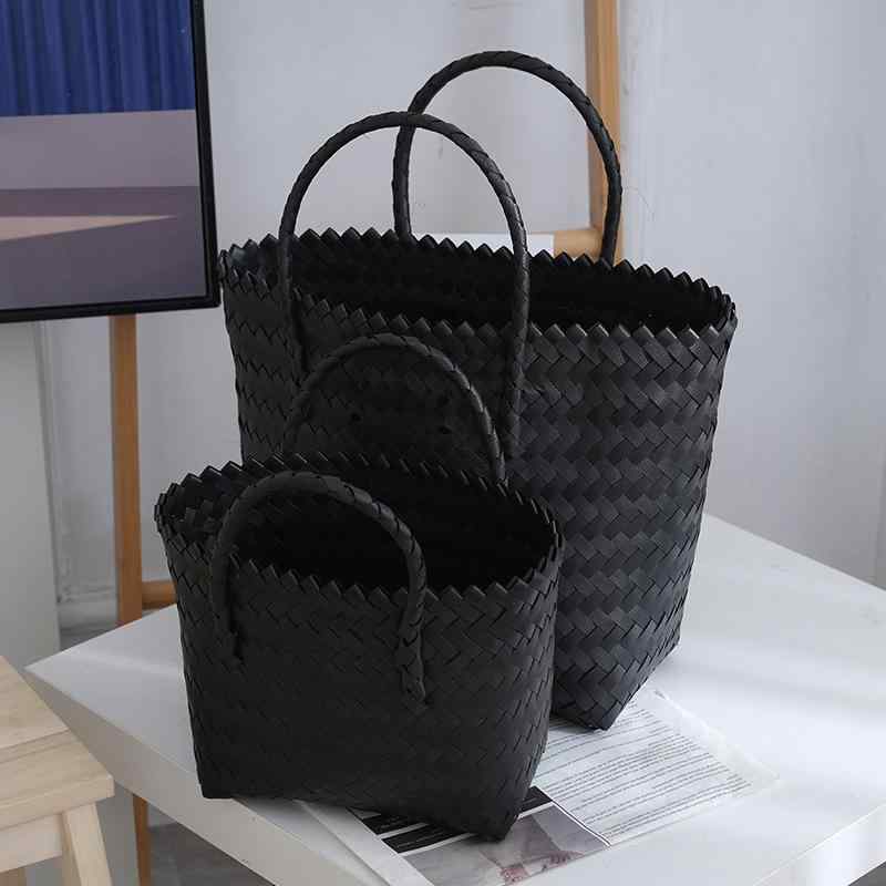 Tote Bag Type - トートバッグ レディース 草編みバッグ 編み込み 大容量 ビーチバッグ 手提げ 肩掛け カバン 通勤 普段使い 旅行 高級感 かわいい 春夏