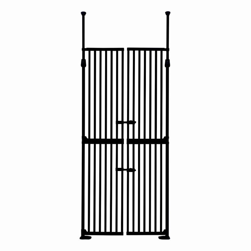 Wanyanya（わにゃにゃ）猫 脱走防止 ゲート にゃんドア 格子タイプ ハイタイプ 高さ190cm 突っ張り式 扉付き 両開き バリアフリー Wロック 子猫対応 猫用ゲート