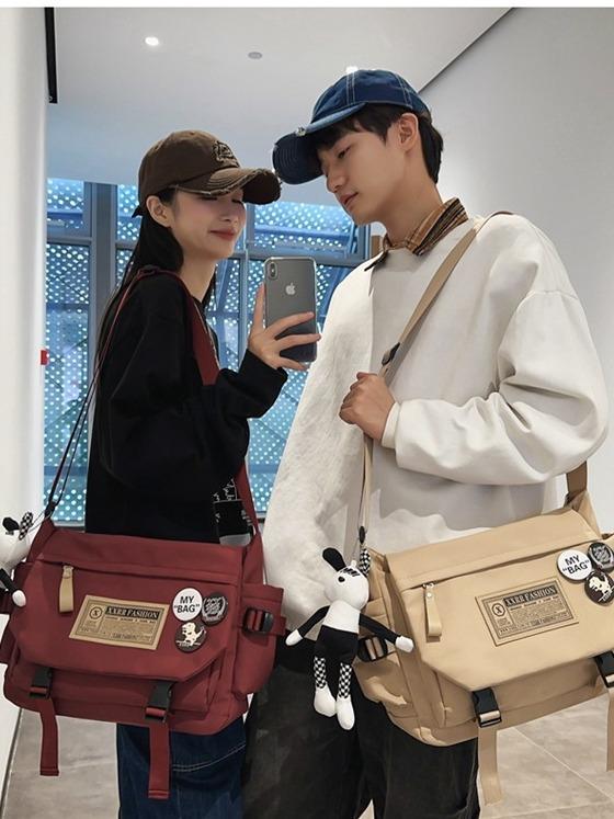 ショルダーバッグ 男性用 大学生 防水 邮差包 ナイロン カバン 斜めがけバッグ 韓国風 トレンド 大容量 普段使い アウトドア ブラック ブルー カーキ レッド ホワイト