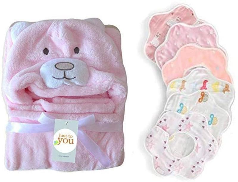 [CREDIBLE] ベビー 幼児 用 アニマル バスローブ ポンチョ と ベビービブ 6枚 セット オリジナルグッズ付き・ BM021Z