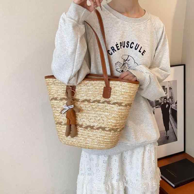 Tote Bag Type - トートバッグ レディース 草編み 大容量 通勤 肩掛け 手提げ 麦わら 鞄 かばん 春夏
