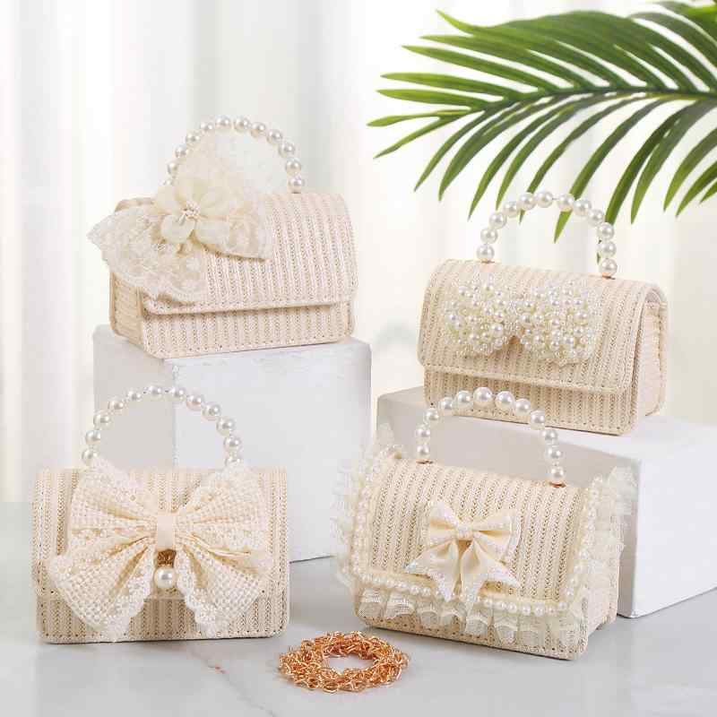 Handbag Type - かごバッグ レディース 斜めがけ 手提げ 2way 麦わらバッグ 草編み 鞄 花柄 蝶結び かわいい 裏地付き スマホポケット付き お出かけ 旅行用