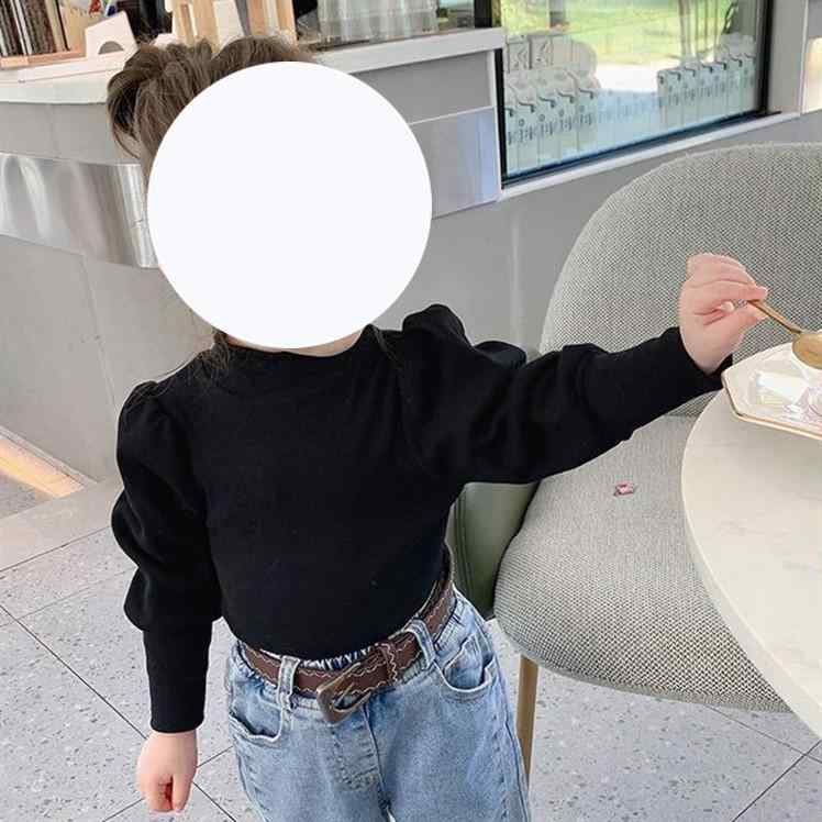 上衣 - Tシャツ 女の子 春秋 キッズ 長袖 カットソー 子供服 パフスリーブ トップス 綿 80cm 90cm 100cm 110cm 120cm 130cm 140cm ブラック グレー ピンク ベージュ カーキ