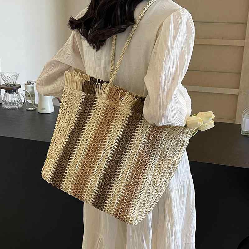 Handbag Type - かごバッグ レディース 大容量 春夏 トートバッグ ビーチバッグ リゾート 海 旅行 普段使い