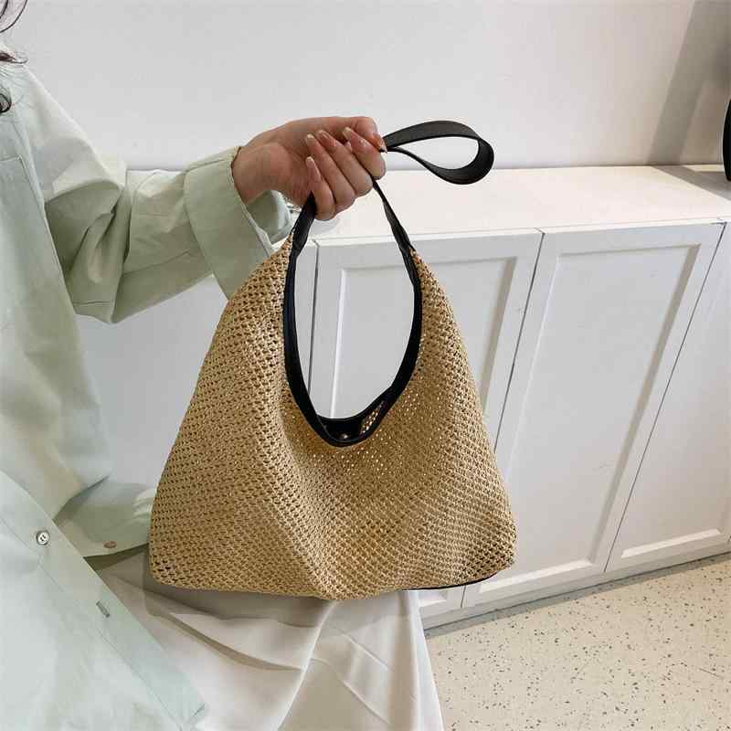 Handbag Type - トートバッグ レディース 春夏 麦わらバッグ 編み込み 大容量 ビーチバッグ 肩掛け カゴバッグ 普段使い