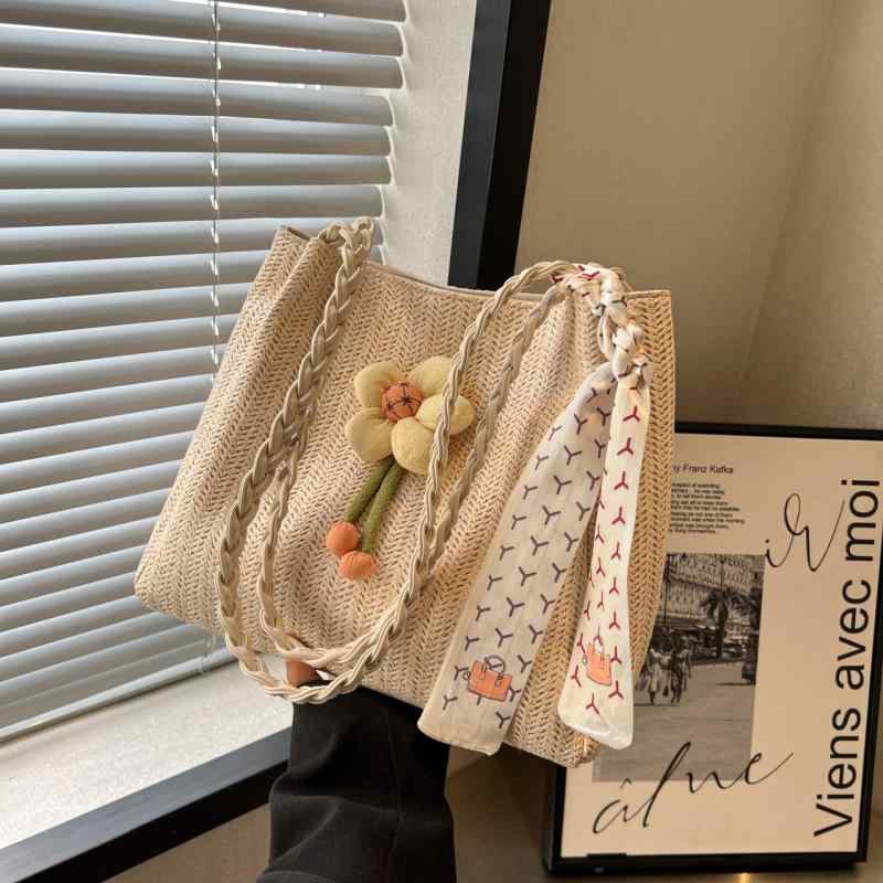 Handbag Type - トートバッグ レディース 草編み 籠バッグ 大容量 通勤 肩掛け 斜め掛け リゾート 海 普段使い ベージュ カーキ グリーン