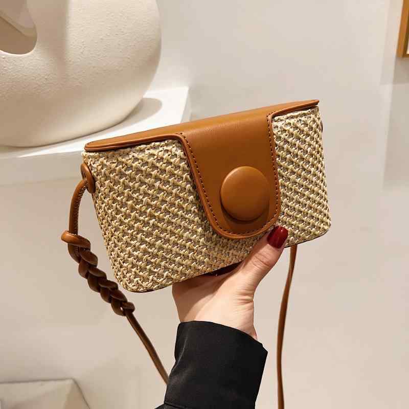 Handbag Type - かごバッグ レディース ファッション ショルダーバッグ 編み込み 斜めがけ ビーチ リゾート 旅行 ブラウン ブラック ホワイト 小さめ