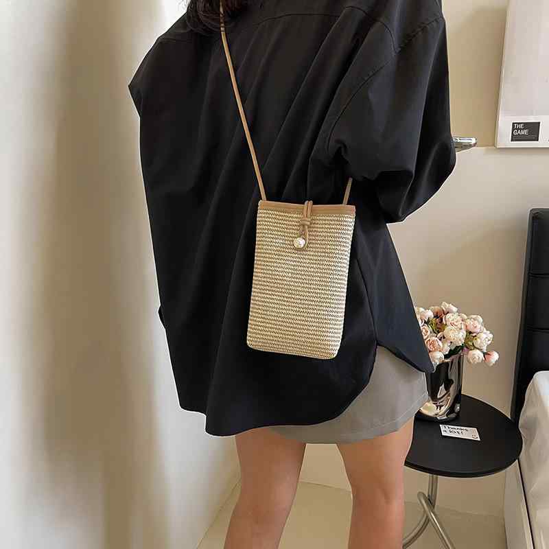 Tote Bag Type - バッグ レディース ミニ ショルダーバッグ 斜めがけ 草編み 小さめ スマホ 鞄 かわいい おしゃれ ポシェット カバン かばん 春夏 ブラック ブルー ピンク系