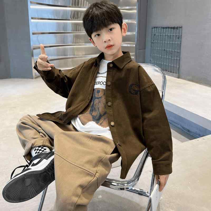 Rakuten - 子供用セットアップ シャツ Tシャツ パンツ 3点セット 男の子 春秋 子供服 長袖 コットン 韓国風 おしゃれ 普段着