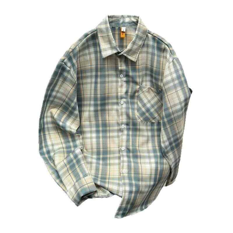 シャツ メンズ 長袖 格子柄 ネルシャツ 男性用 カジュアルシャツ ライトアウター 春秋 トップス 配色 綿混紡