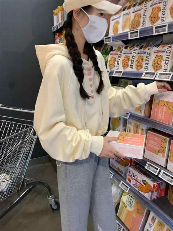 パーカー レディース 春秋 長袖 小柄 ショート丈 トップス 韓国風 ゆったり デザイン性 ウエスト絞り ポリエステル