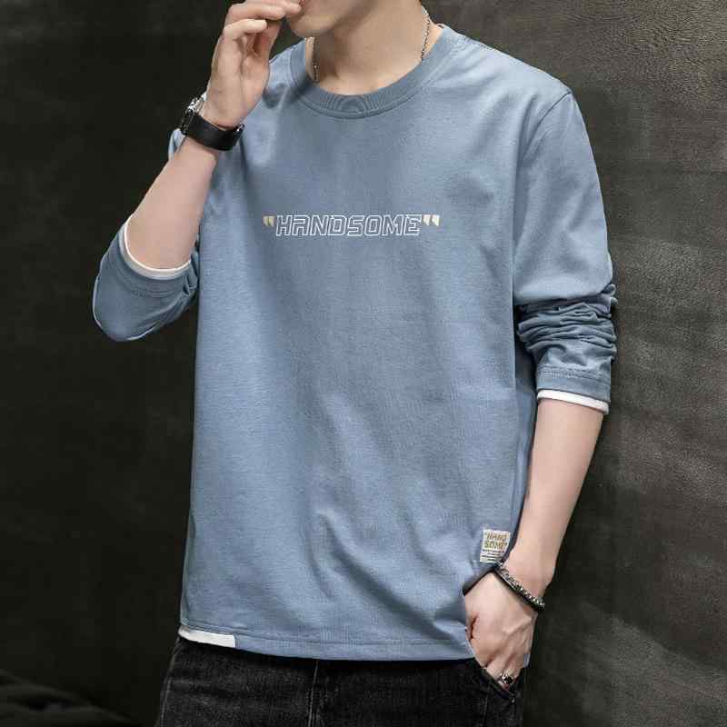 Tシャツ メンズ 男性用 長袖 トップス ルーズフィット コットン 大きいサイズ 秋物 インナー プリント 2XL 3XL 4XL 5XL 6XL 7XL 8XL グ..