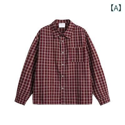 シャツ メンズ 男性用 レッド チェック柄 長袖 ネルシャツ カジュアル 普段使い リラックス リラックスフィット 接触冷感 ポリエステル