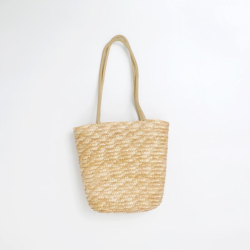 Handbag Type - かごバッグ レディース 大容量 麦わら 藁編み ストローバッグ ショルダーバッグ 旅行 ビーチ 海 リゾート カジュアル 春夏