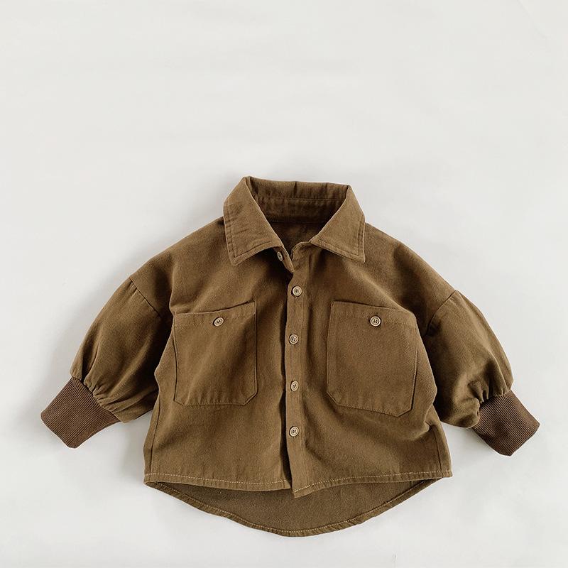 Rakuten - シャツ キッズ 子供服 長袖シャツ 韓国風 森ガール 綿 シングルブレスト アウター トップス 80 90 100 110 120 130cm 春秋