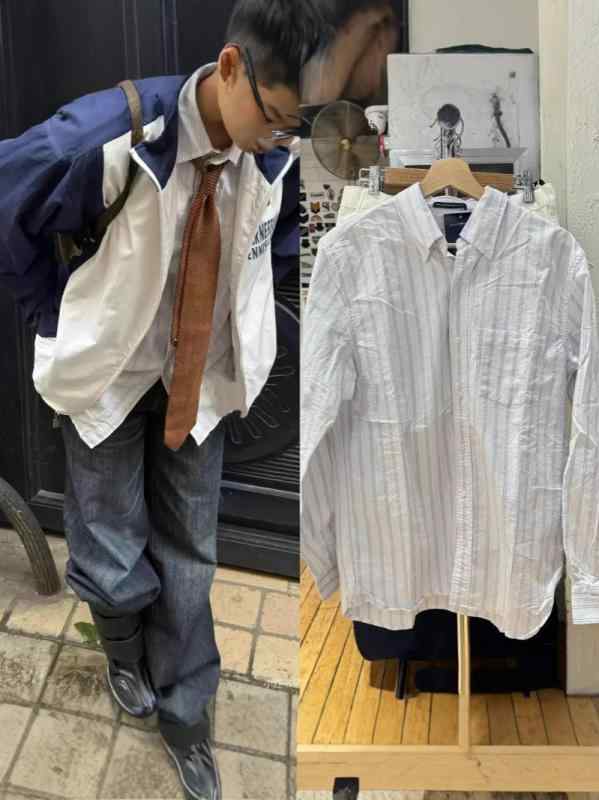 シャツ レディース 長袖 ポロカラー ブルー ホワイト ストライプ 綿素材 ゆったり ルーズフィット ボタン 開襟 シングルブレスト ボタンダウン 爽やか スイート 夏 カジュアル トップス 日常使い 軽量 吸湿速乾 接触冷感 シンプル デザイン