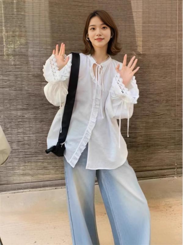 女性用 シャツ 春夏 レディース 長袖 Vネック 綿 接触冷感 防晒 切り替え 純色 ブラック ホワイト ゆったり トップス 普段使い 軽量 吸..