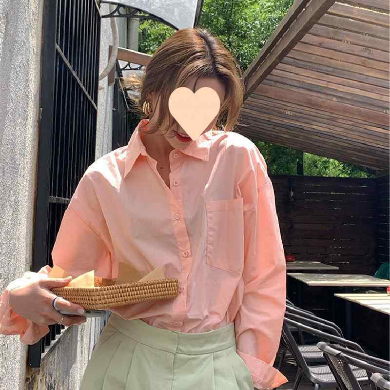 秋冬レディース ピンク ポロカラー 長袖 シャツ トップス ブラウス 綿混 紡績 素材 接触冷感 軽量 伸縮性 吸湿速乾 ゆったり ルーズ フィット ビッグシルエット ワイド シルエット ハイネック デザイン 単排多ボタン 襟元 気質 通勤 スタイル 都