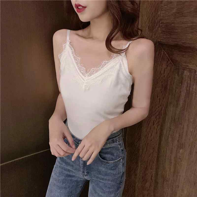 レディース 吊り下げ キャミソール 背心 Vネック 修身 短丈 無袖 上着 接触冷感 針織 粘液繊維 切り替え レース 花柄 セクシー 背中開き インナー トップス ブラウス ホワイト ブラック 夏 春夏 軽量 伸縮性 吸湿速乾 通勤 普段使い 部屋着