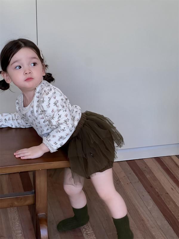 女児 秋冬 トップス スカート セット コットン 綿素材 長袖 花柄 かわいい 柔らかい 肌触り 長丈スカート チュールスカート 花柄Tシャツ 秋服 長パンなし 春秋 普通厚み インファント 女の子服 1-3歳 73-100cm セットアップ バラプリン