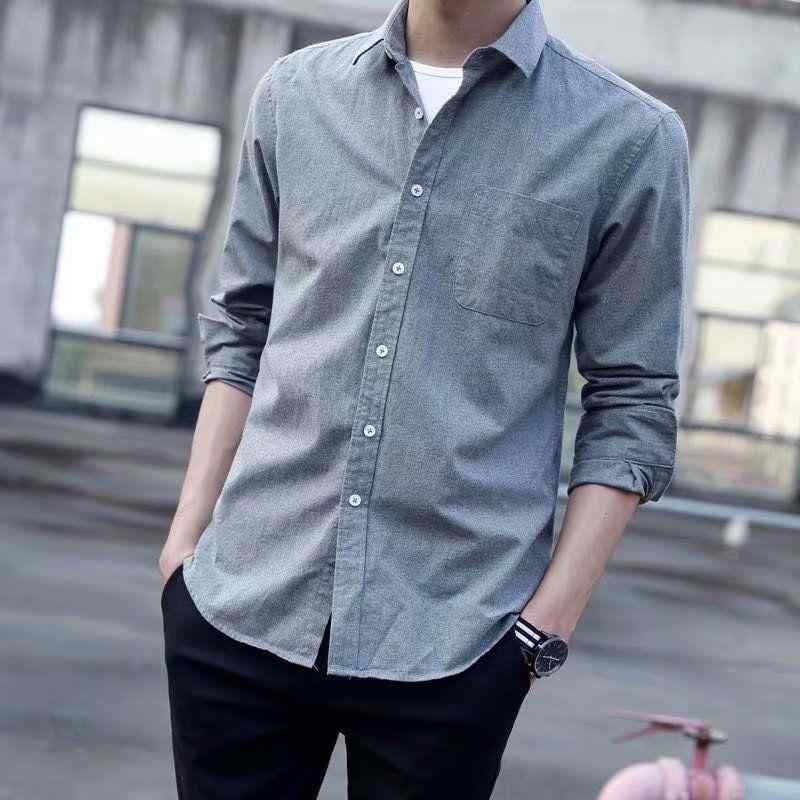 メンズ 長袖 シャツ 牛津布 トップス コットン混紡 ワイシャツ ビジネス 職業服 フォーマル スーツ ジャケット 開襟 方領 ゆったり ワイドフィット 無地 プリント 柄 薄手 軽量 イージーケア ノンアイロン 処理 通勤 通年 普段使い デイリー ア
