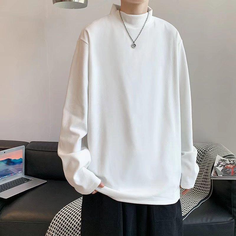 ・カテゴリ: Tシャツ・スタイル: 原宿・主な素材: ポリエステル60%・柄: 無地・版型: ルーズフィット・対象年齢層: 青少年・ネックライン: ハイネック・袖丈: 長袖・厚み: 普通・カラー展開: 白色、黒色、浅灰色、深灰色、驼色・サイズ展開: M、L、XL、2XL、3XL、4XL、5XL・適用シーン: カジュアル・袖型: 標準袖
