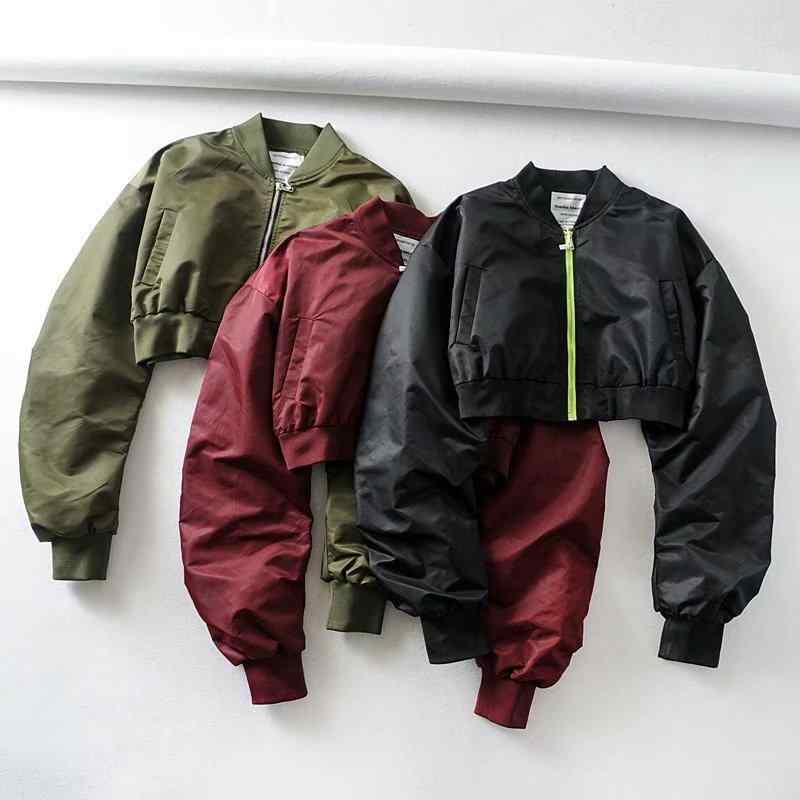 レディース アウター 秋冬 ショート ジャケット クロップド トップス クロップド丈 ウエスト切り替え ドローストリング 袖 ギャザー 袖 プチプチ袖 スタンドカラー クロップド丈 露出 ウエスト フライト ジャケット ボンバージャケット ストリート フ