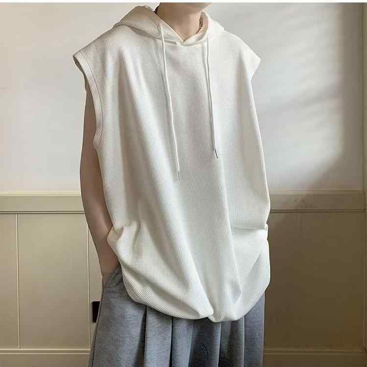無袖Tシャツ メンズ 夏用 薄手 ルーズフィット 丸首 無袖 コットン混紡 立体ポケット 直裾 韓国風 日常着用 通勤 通学 ブラック ホワイト ブルー グレー ビッグサイズ 吸汗速乾 軽量 通気性 青少年向け カジュアルスタイル ストリートファッション