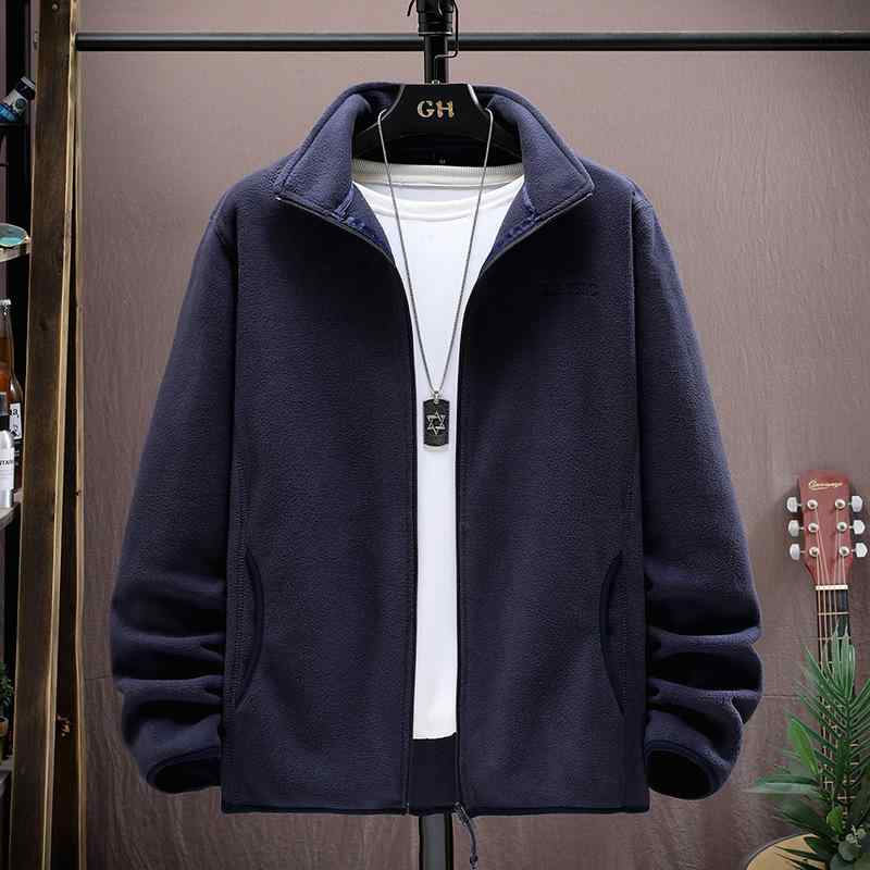 Other - メンズ ジャケット 春秋 薄手 フランネル スタンドカラー ゆったり レイヤード 日常 化繊混紡 ポリエステル 裏地 ジッパー 長袖 ポケット グレー ブラック ブルー ネイビー レッド スタンダード シルエット 免アイロン 加工 直裾 ユニセックス カ