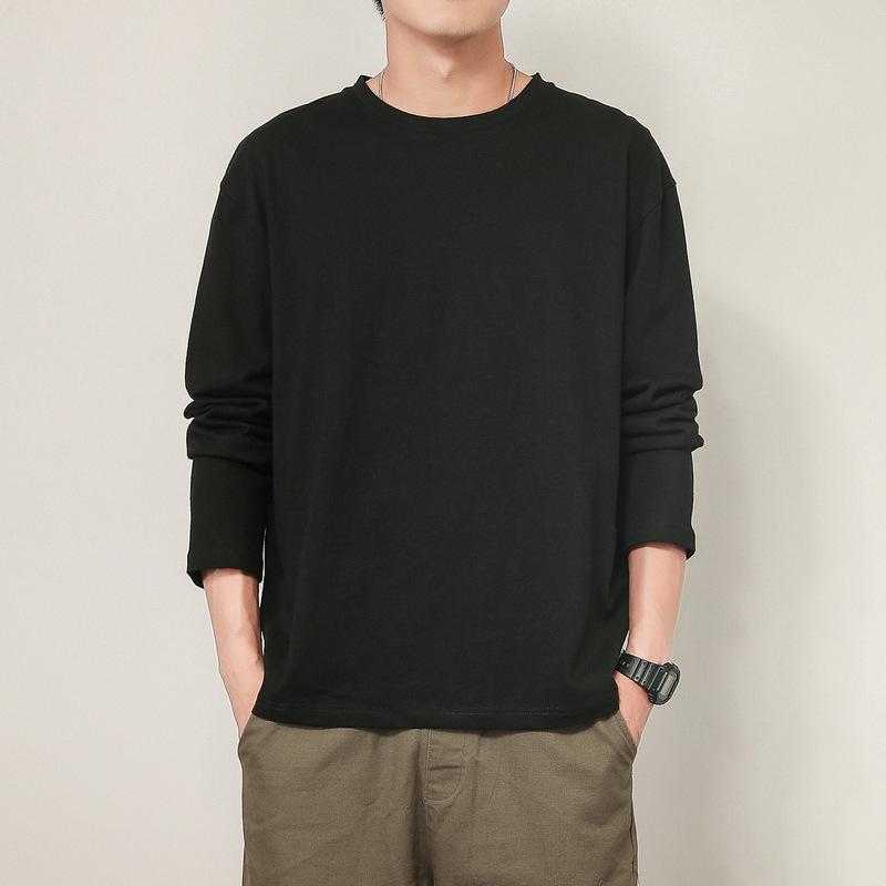 メンズ 長袖 Tシャツ トップス 韓風 トレンド インナー 秋冬 レイヤード ルーズフィット ポリエステル 混紡 化繊 民族風 パターン 白色 赤 黒 黄 グレー ベージュ オレンジ ミリタリーグリーン ライトグリーン ネイビー ラベンダー ブルーグレー